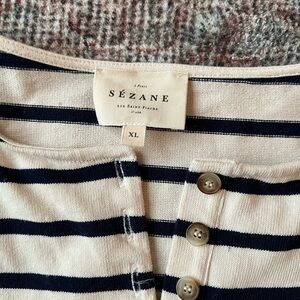 Sézane Striped Navy and Cream Top